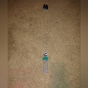 Paparazzi Silver and Green Tassel Necklace